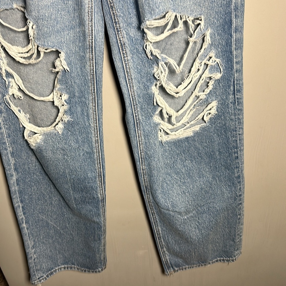 American Eagle Strigid highest rise baggy straight Ripped Blue Jeans - Picture 3 of 11